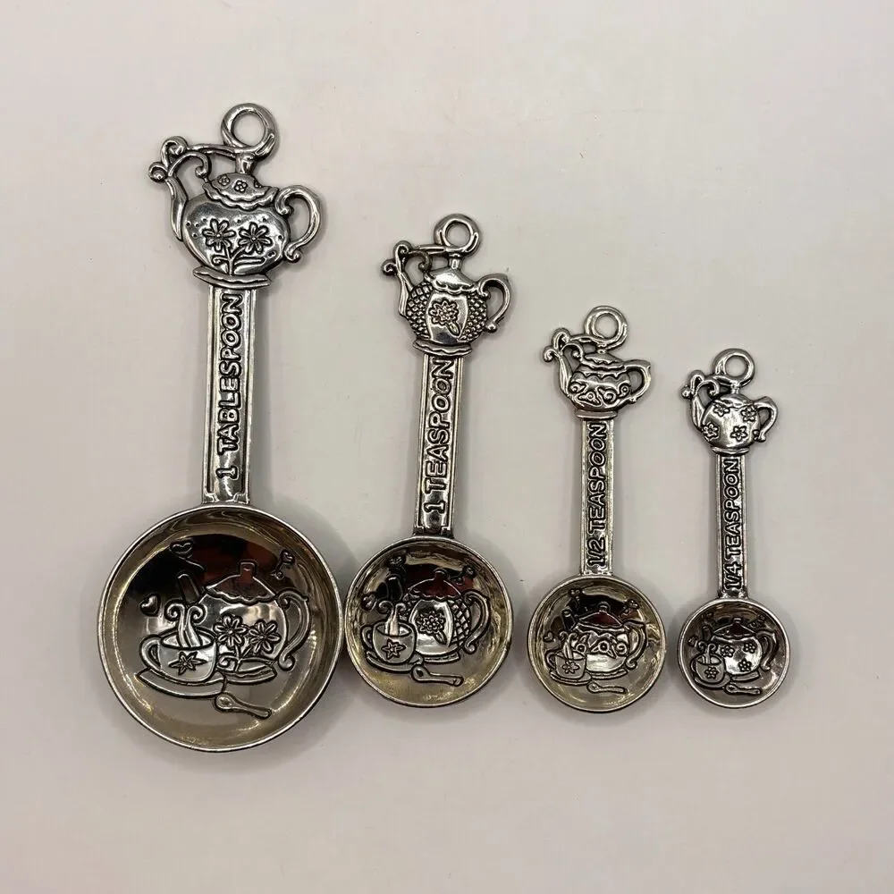 Ganz Teapot 4 Piece Measuring Spoons Set - Teapot Theme